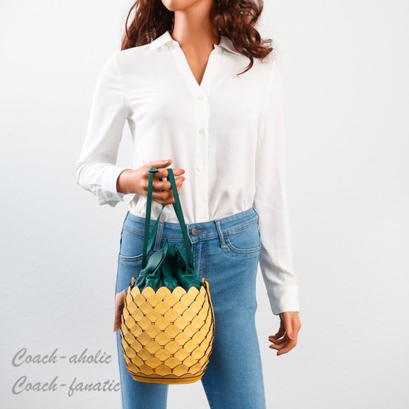 NWT Kate Spade Amazing Colada Novelty Pineapple Leather Crossbody Bucket Bag - Picture 3 of 12